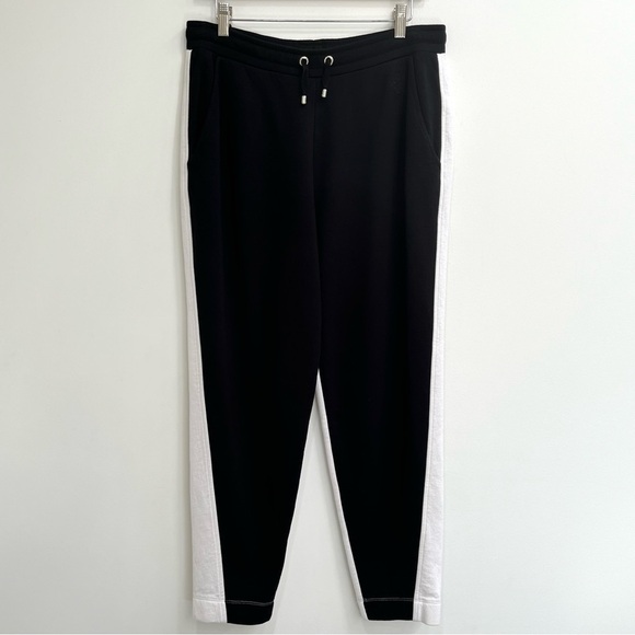 Ted Baker London Stephie Colorblock Cotton Blend Joggers in Black White 6/8 - Picture 3 of 12